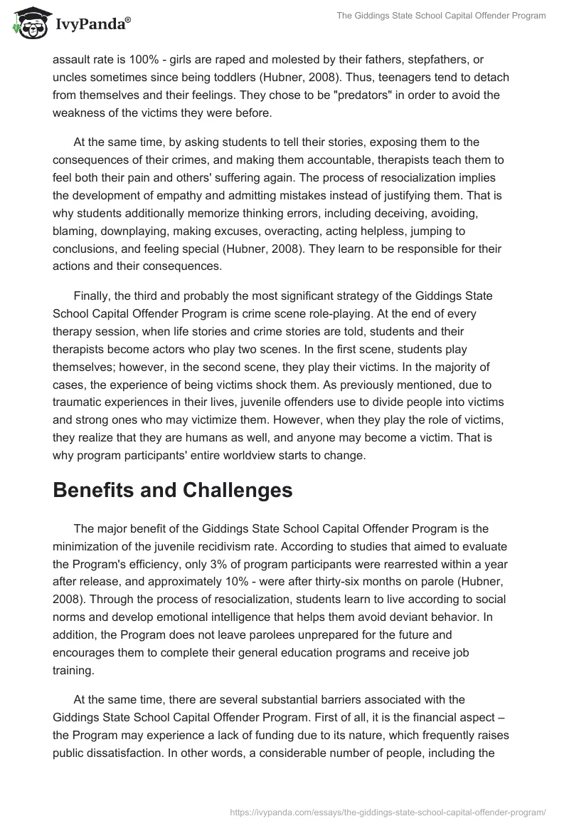 The Giddings State School Capital Offender Program. Page 3