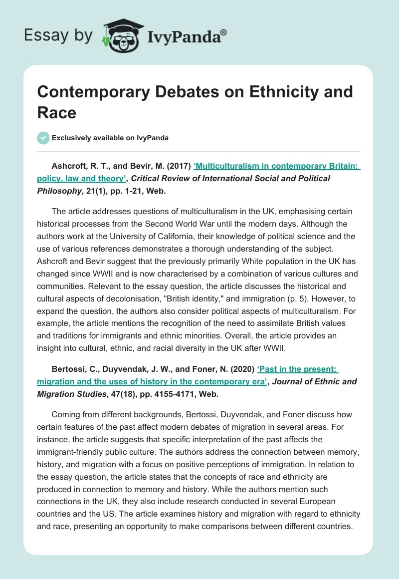Contemporary Debates on Ethnicity and Race. Page 1
