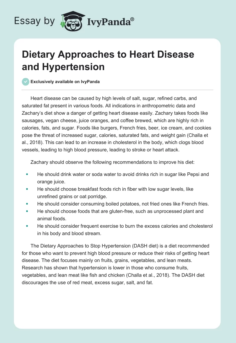 Dietary Approaches to Heart Disease and Hypertension. Page 1