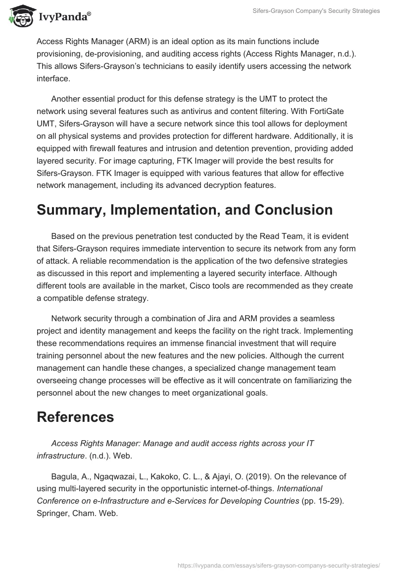 Sifers-Grayson Company's Security Strategies. Page 3