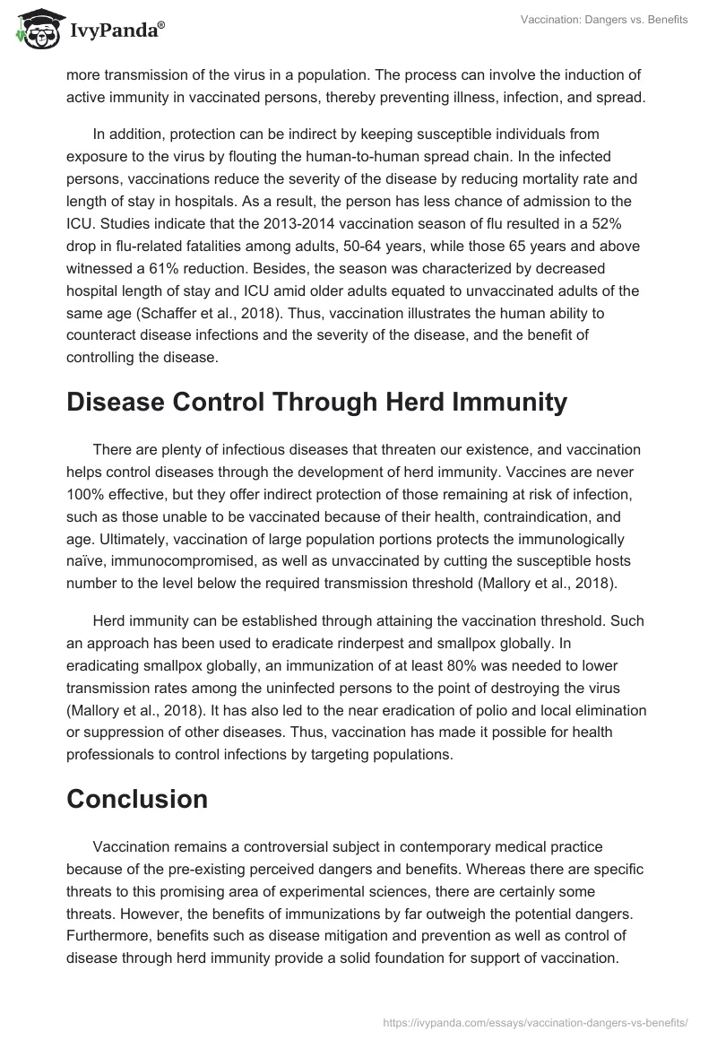 Vaccination: Dangers vs. Benefits. Page 3