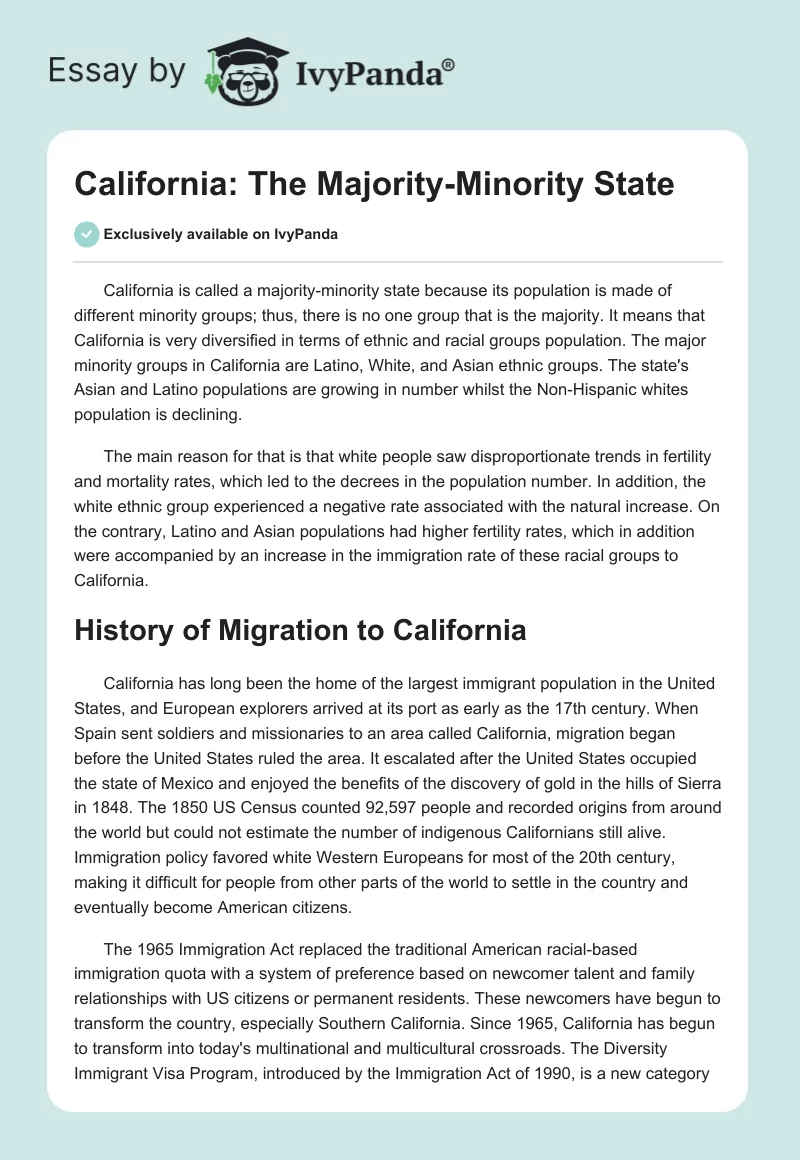 California: The Majority-Minority State. Page 1