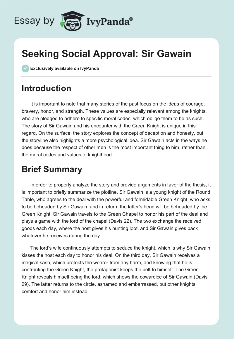 Seeking Social Approval: Sir Gawain. Page 1