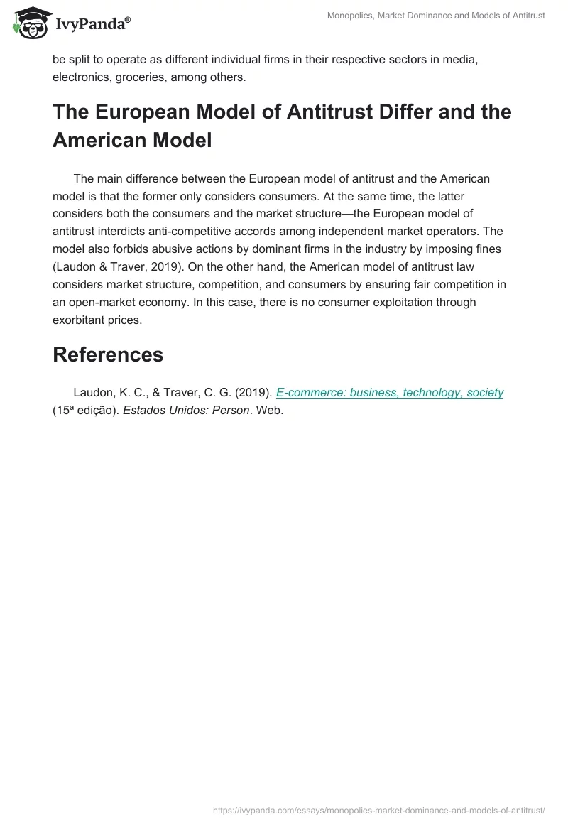 Monopolies, Market Dominance and Models of Antitrust. Page 2