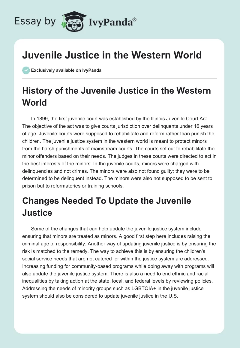 Juvenile Justice in the Western World. Page 1