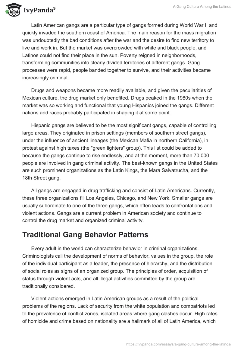 A Gang Culture Among the Latinos. Page 2