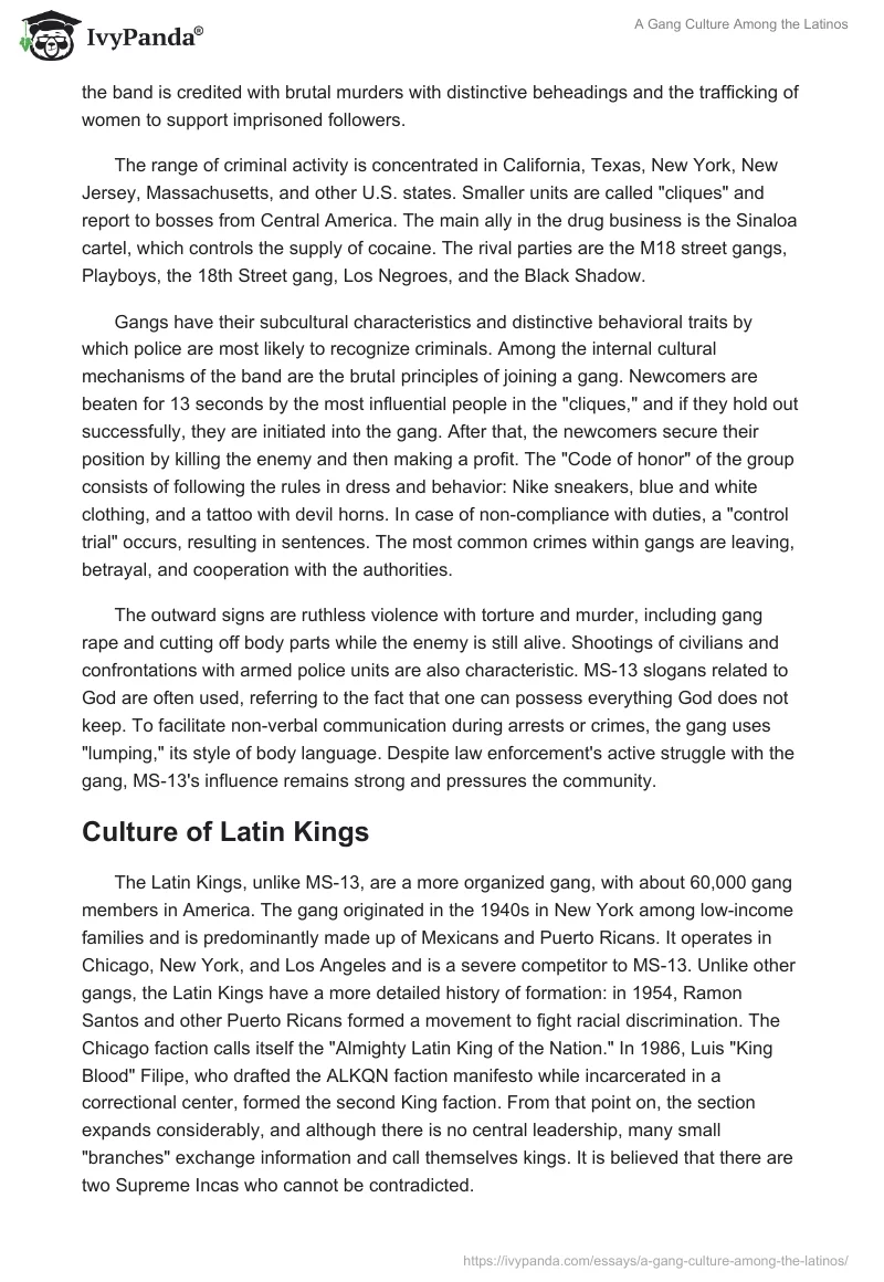 A Gang Culture Among the Latinos. Page 5