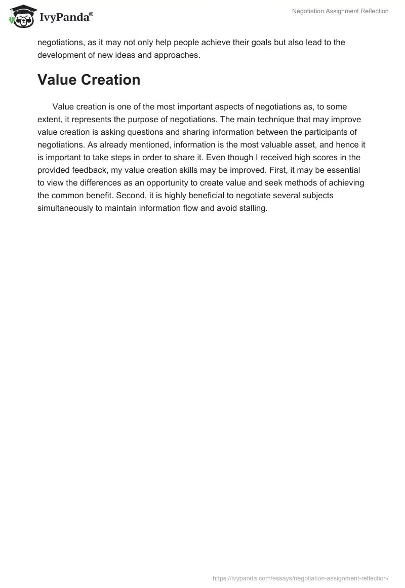Negotiation Assignment Reflection. Page 3