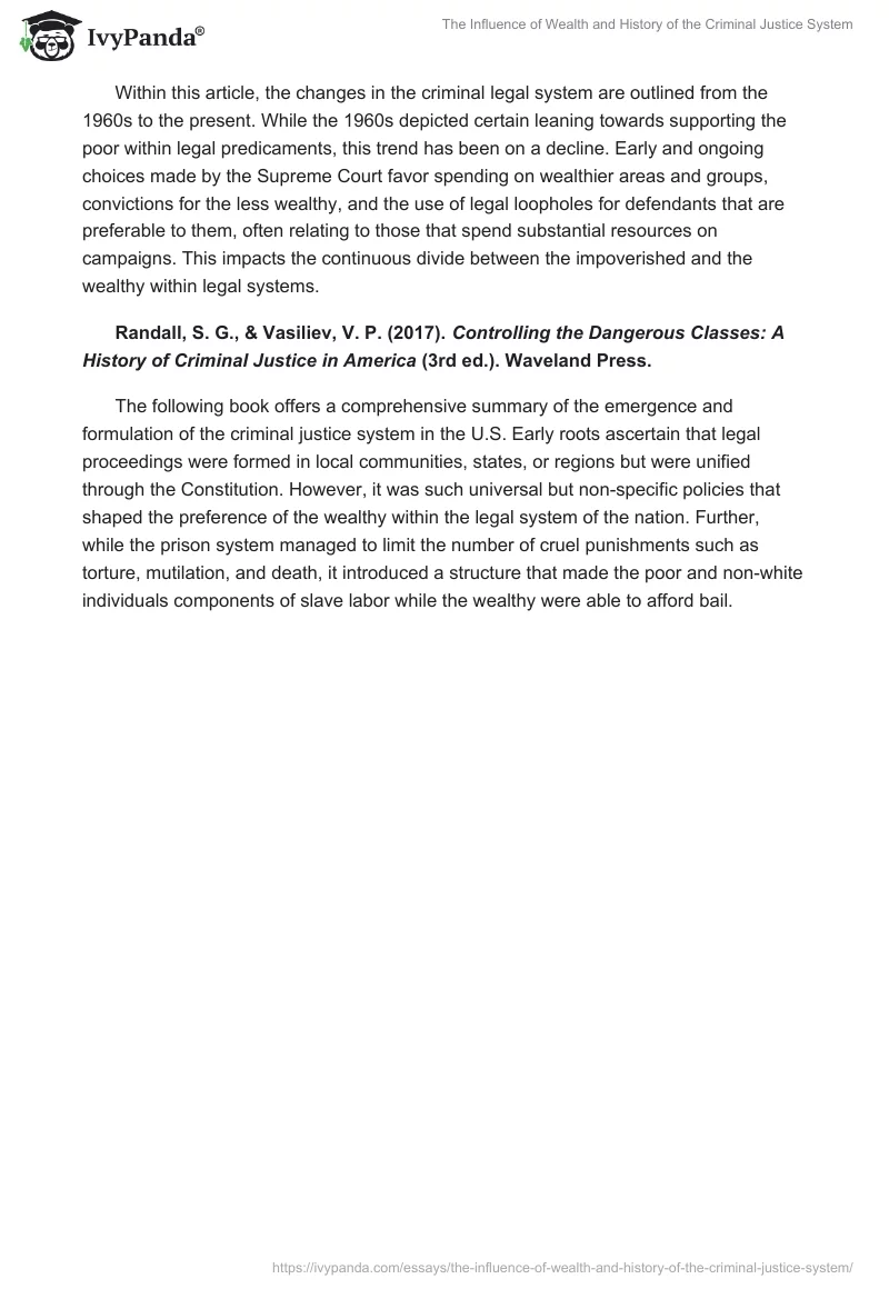 The Influence of Wealth and History of the Criminal Justice System. Page 3