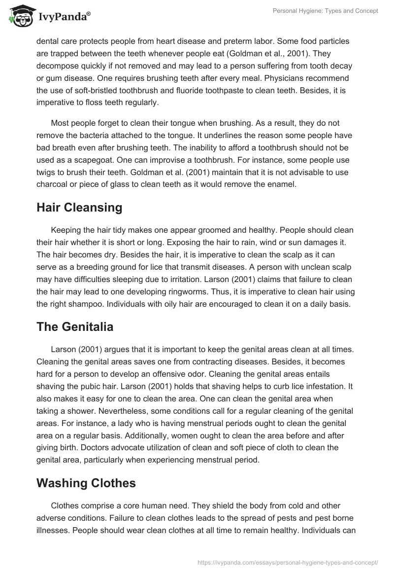 Personal Hygiene: Types and Concept. Page 4