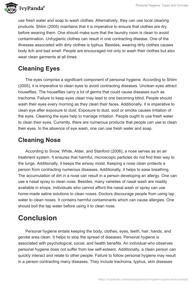 Personal Hygiene: Types and Concept. Page 5