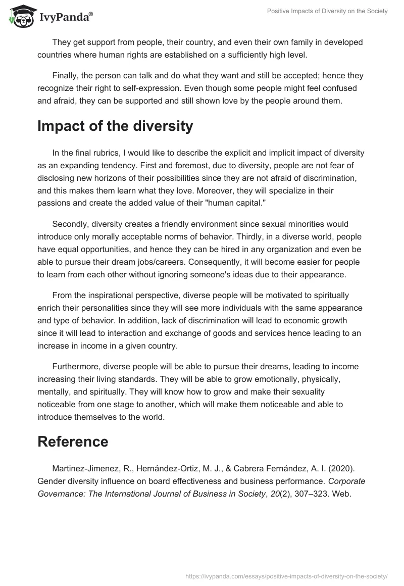 Positive Impacts of Diversity on the Society. Page 2