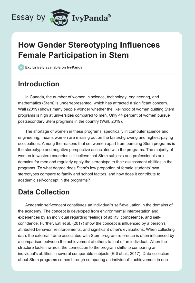 How Gender Stereotyping Influences Female Participation in Stem. Page 1