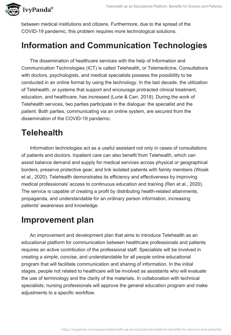 Telehealth as an Educational Platform: Benefits for Doctors and Patients. Page 2
