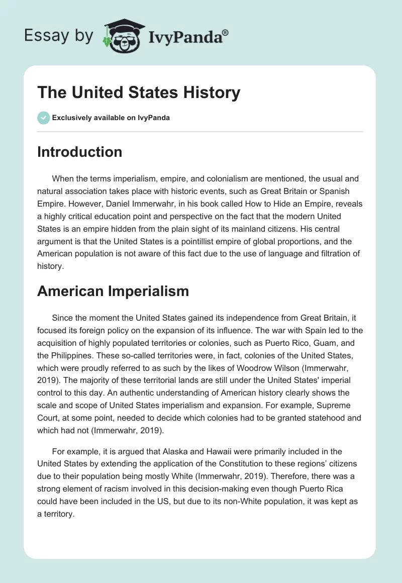 The United States History. Page 1