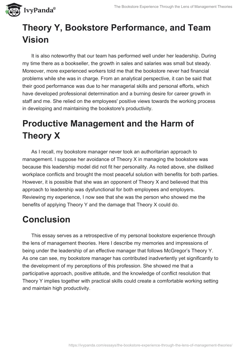 The Bookstore Experience Through the Lens of Management Theories. Page 2