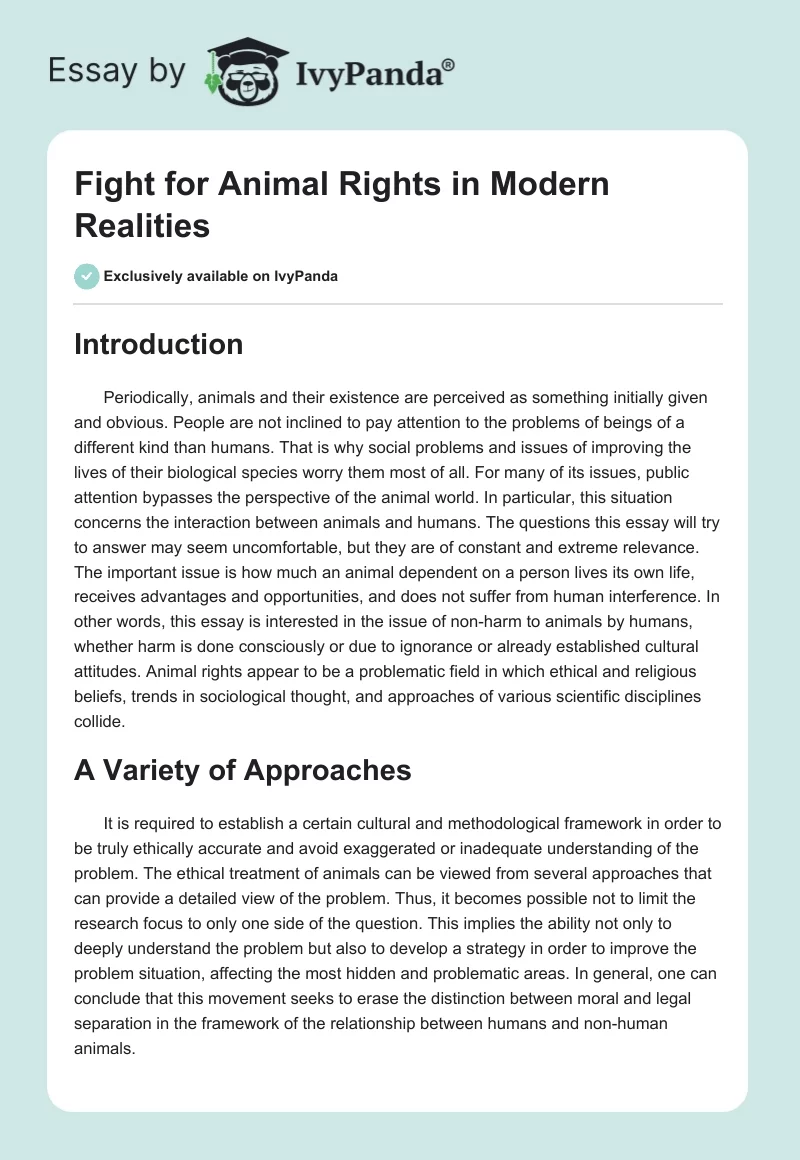 Fight for Animal Rights in Modern Realities. Page 1