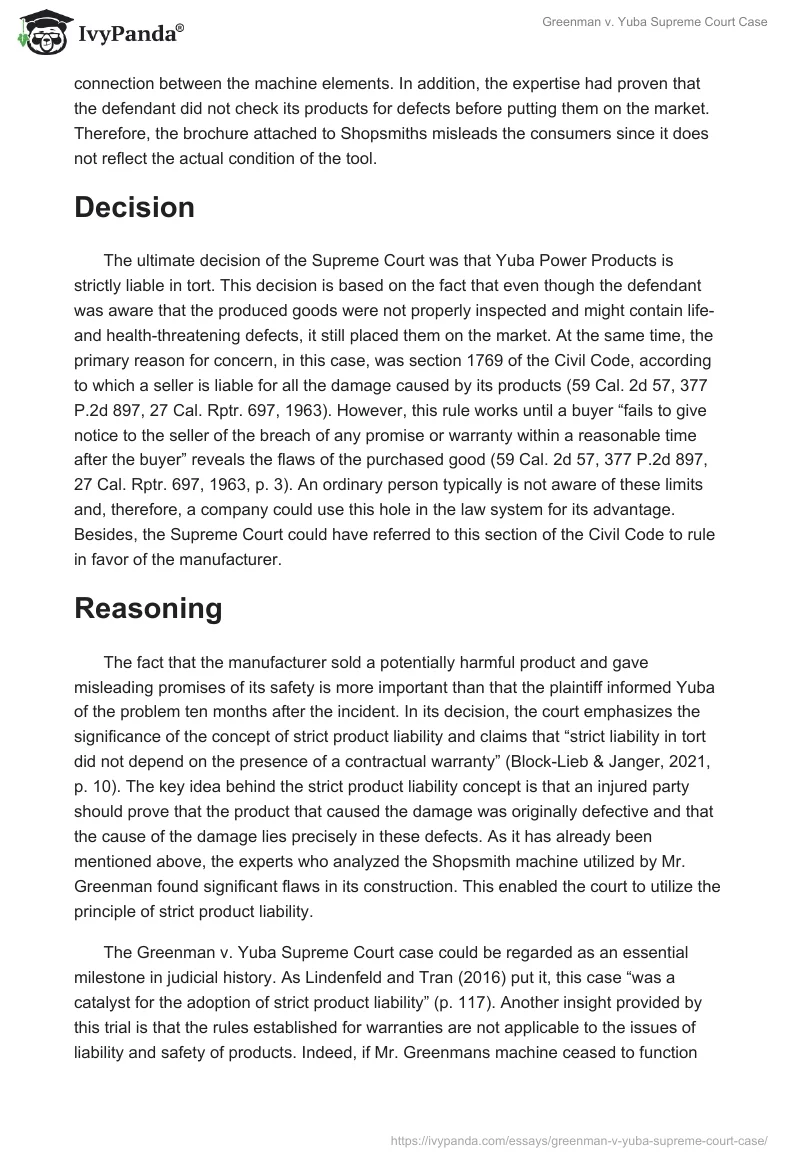 Greenman vs. Yuba Supreme Court Case. Page 2