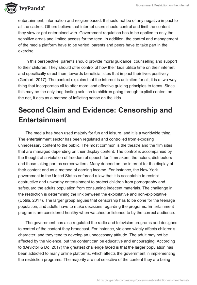Government Restriction on the Internet. Page 2