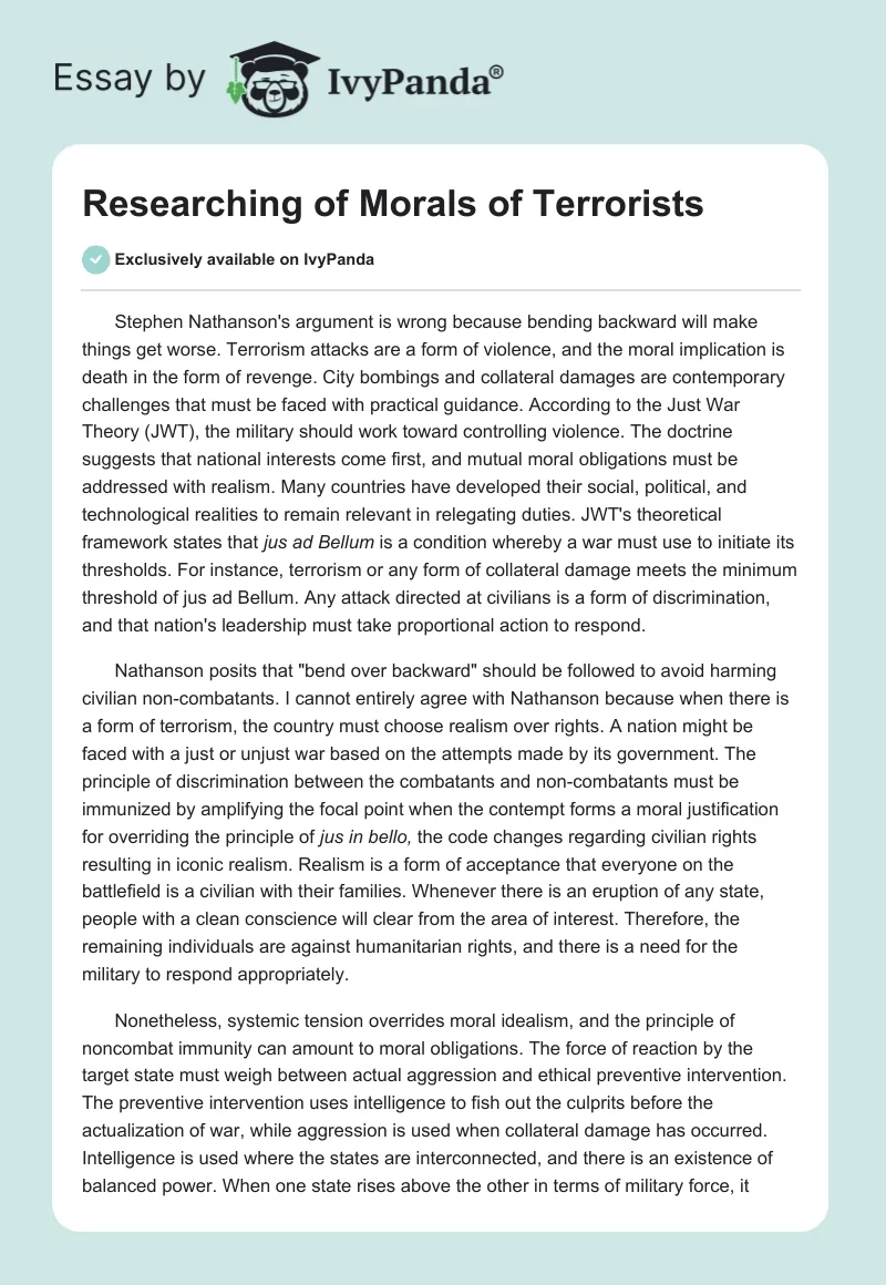 Researching of Morals of Terrorists. Page 1