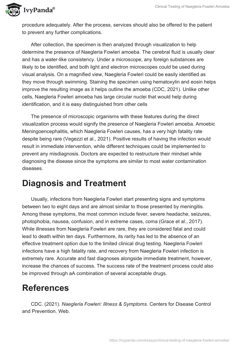 Clinical Testing of Naegleria Fowleri Amoeba. Page 2