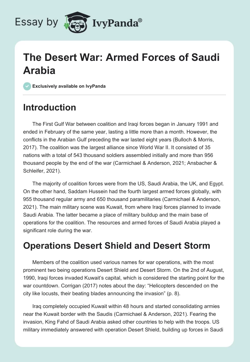 The Desert War: Armed Forces of Saudi Arabia. Page 1