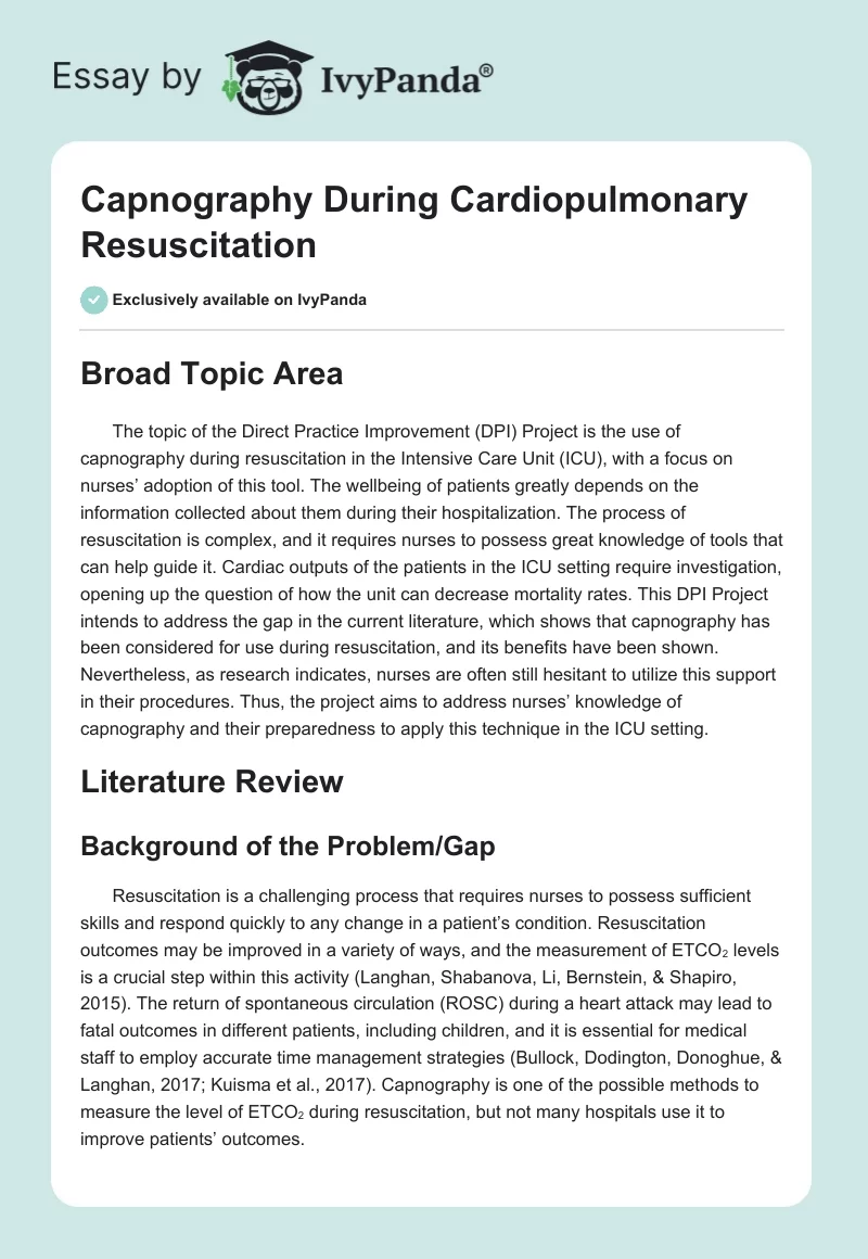 Capnography During Cardiopulmonary Resuscitation. Page 1