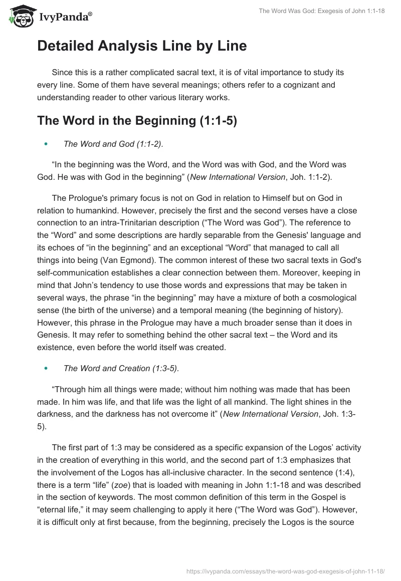 The Word Was God: Exegesis of John 1:1-18. Page 3