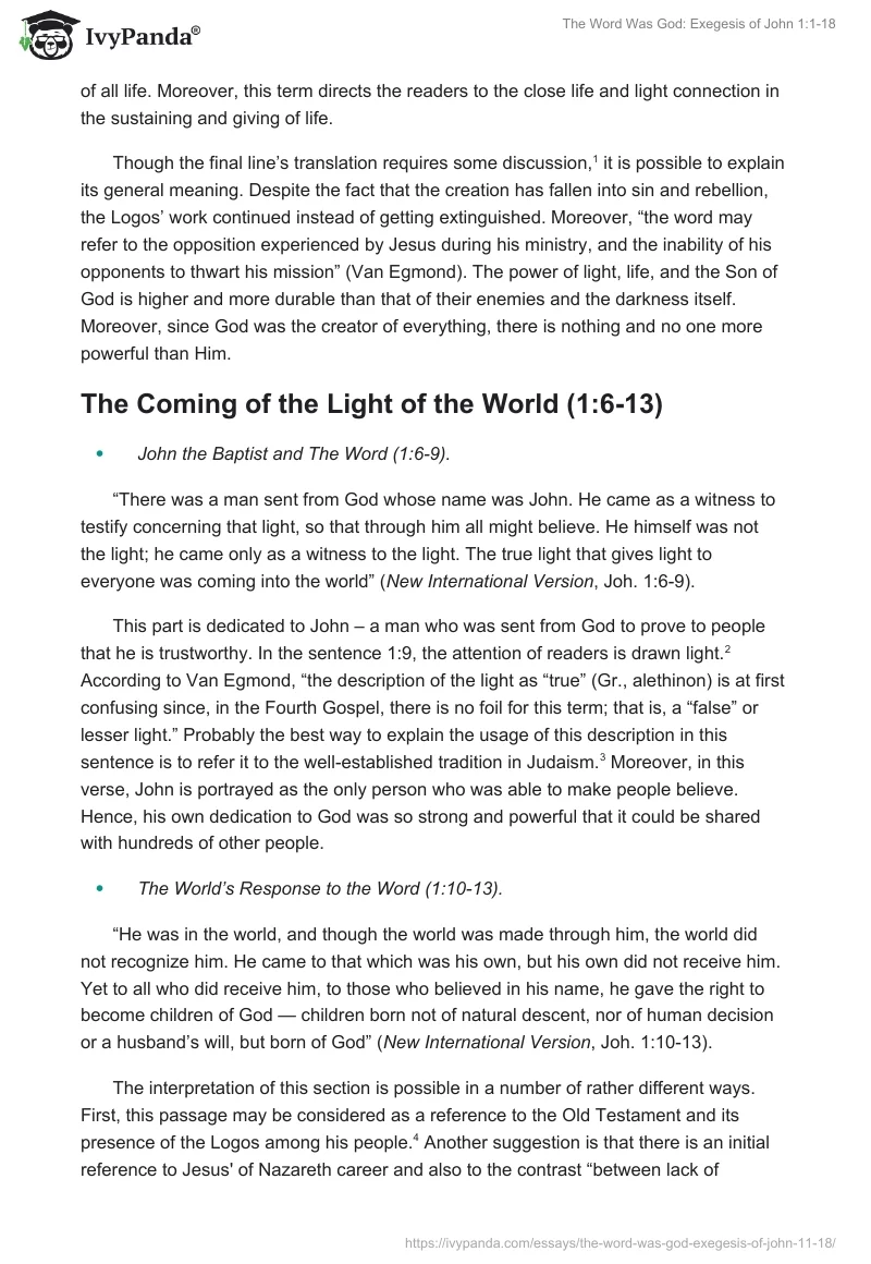 The Word Was God: Exegesis of John 1:1-18. Page 4