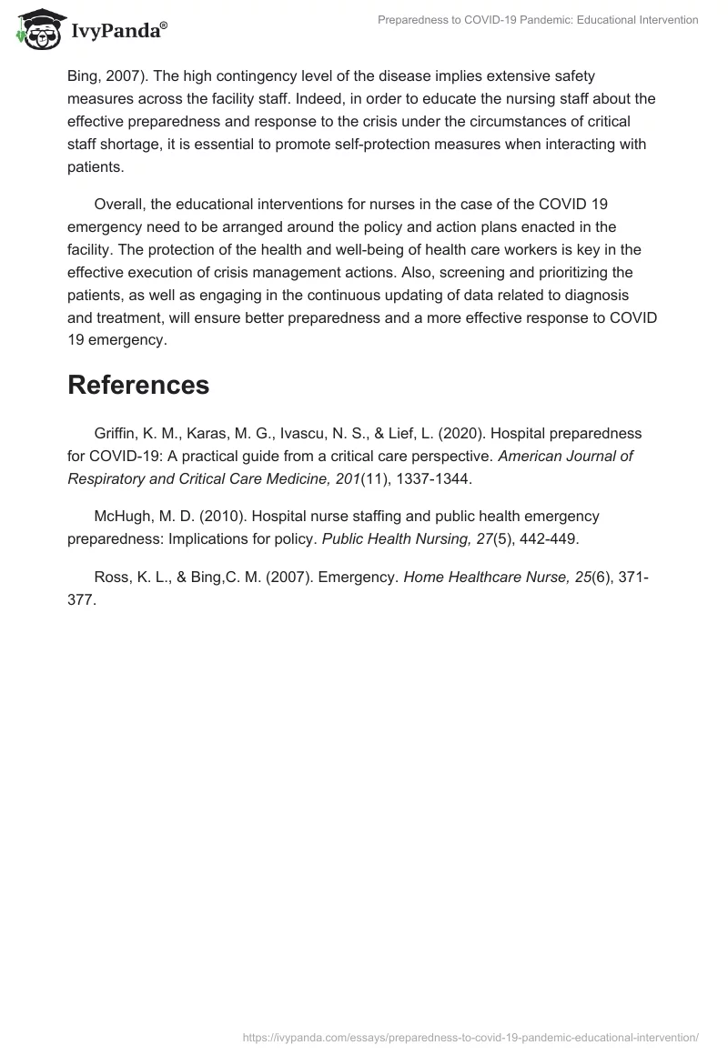 Preparedness to COVID-19 Pandemic: Educational Intervention. Page 3