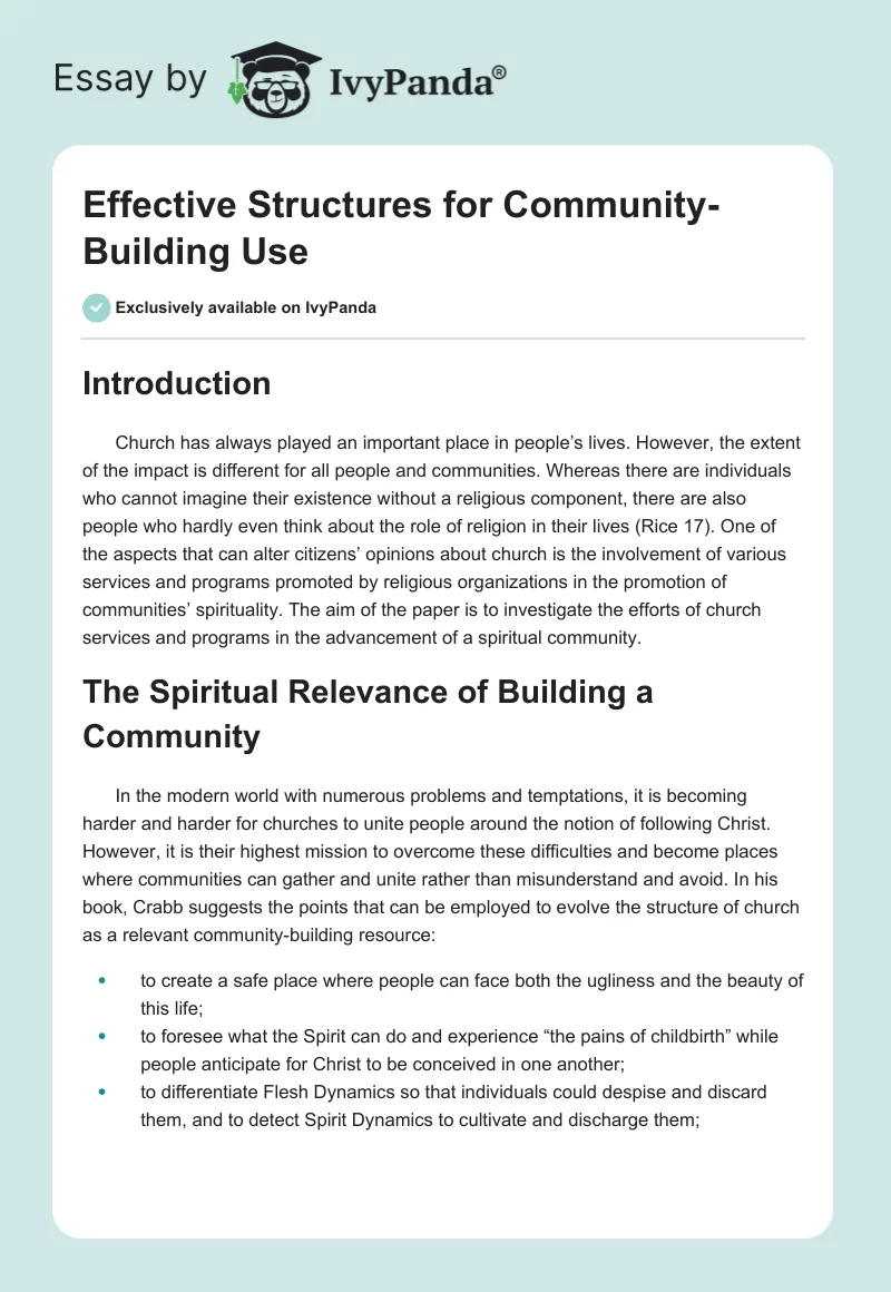 Effective Structures for Community-Building Use. Page 1