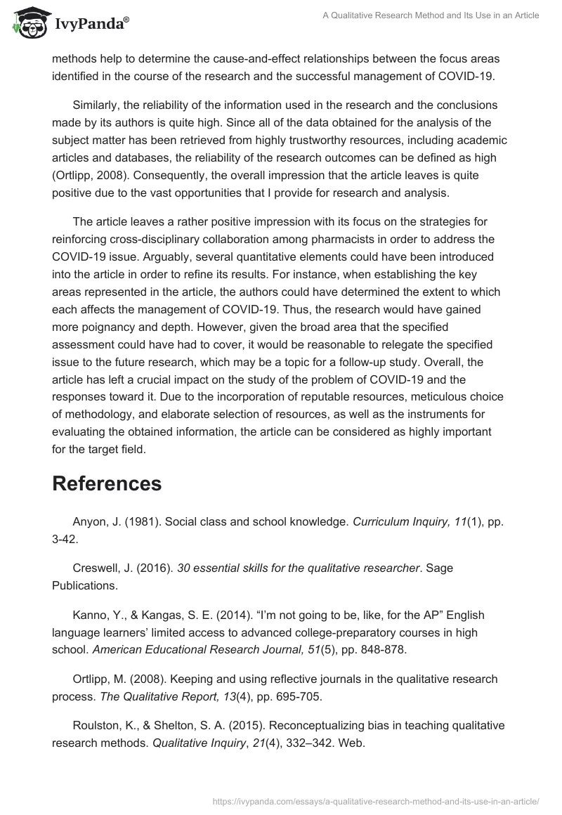 A Qualitative Research Method and Its Use in an Article. Page 3