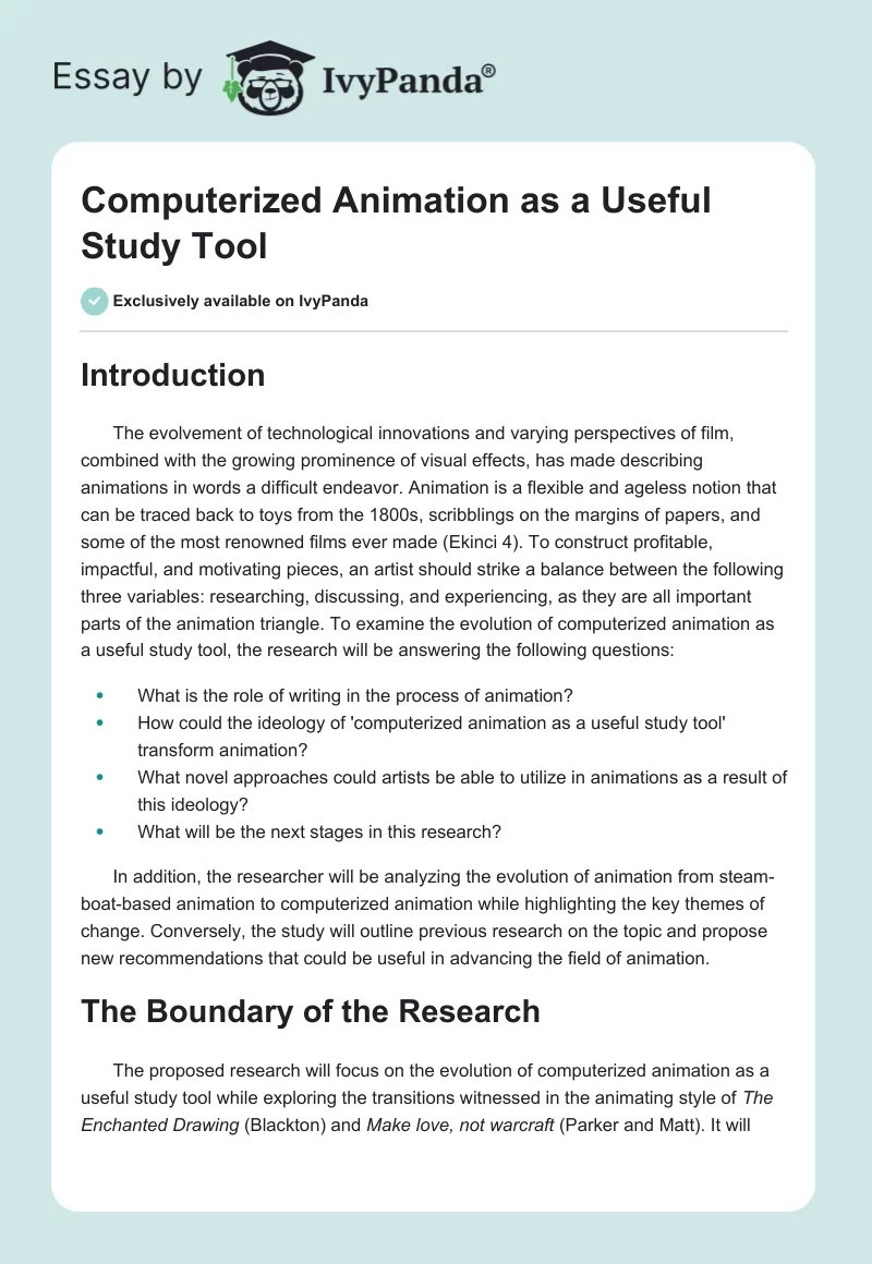Computerized Animation as a Useful Study Tool. Page 1