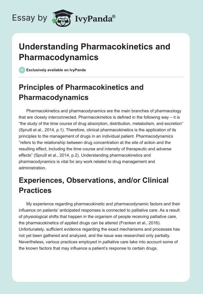 Understanding Pharmacokinetics and Pharmacodynamics. Page 1