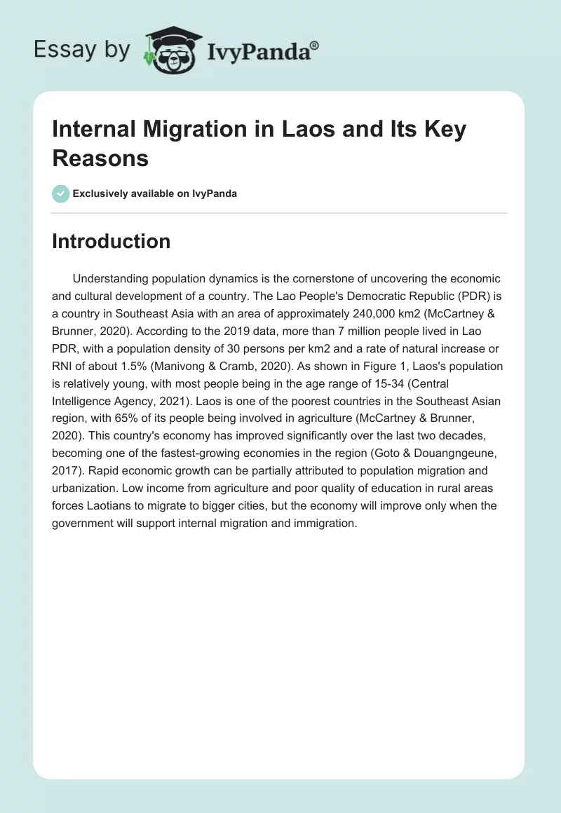 Internal Migration in Laos and Its Key Reasons. Page 1