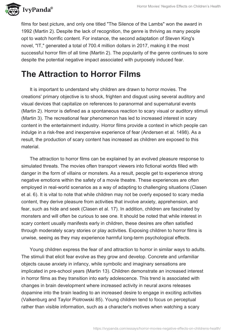 Horror Movies’ Negative Effects on Children’s Health. Page 2