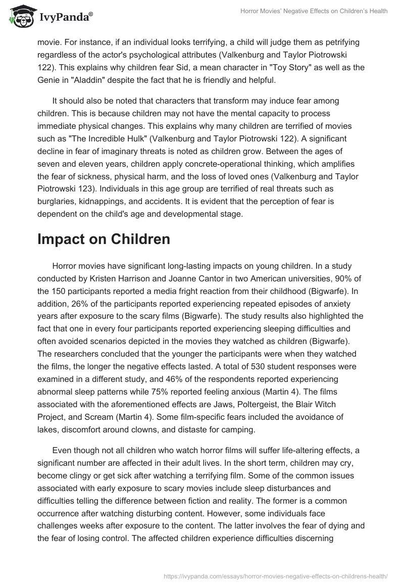 Horror Movies’ Negative Effects on Children’s Health. Page 3