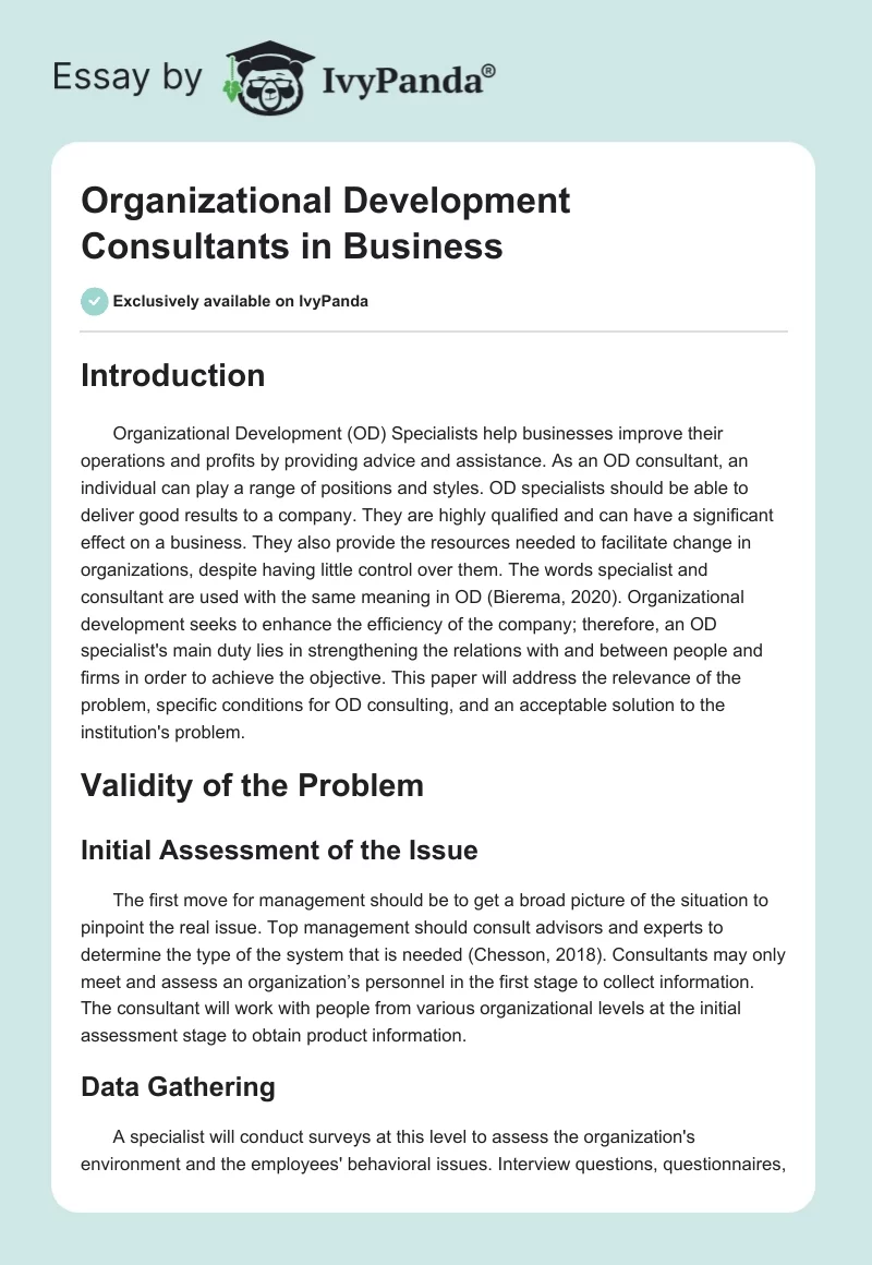 Organizational Development Consultants in Business. Page 1