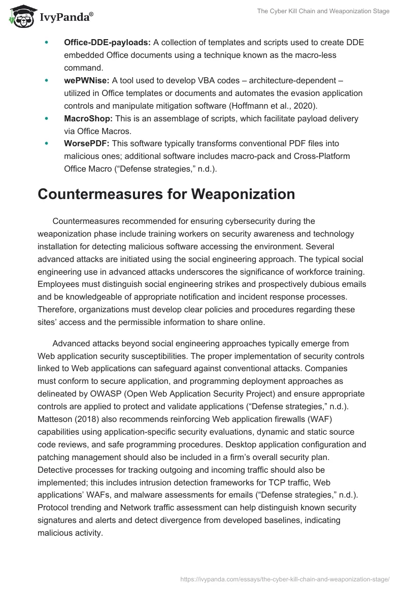 The Cyber Kill Chain and Weaponization Stage. Page 2