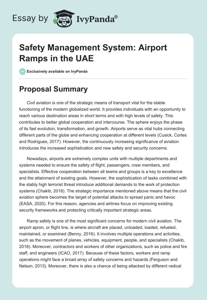 Safety Management System: Airport Ramps in the UAE. Page 1