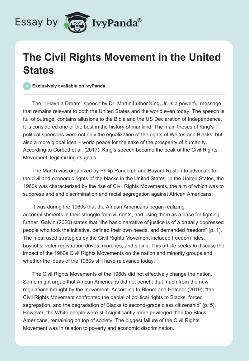The Civil Rights Movement in the United States. Page 1