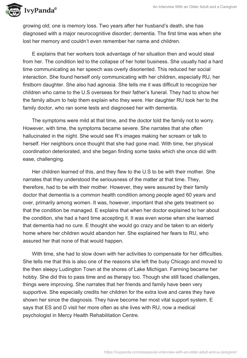 An Interview With an Older Adult and a Caregiver. Page 2