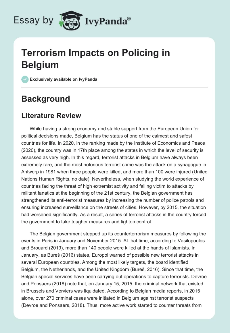 Terrorism Impacts on Policing in Belgium. Page 1