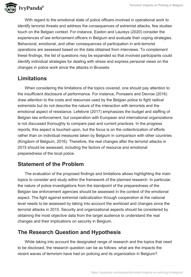 Terrorism Impacts on Policing in Belgium. Page 4