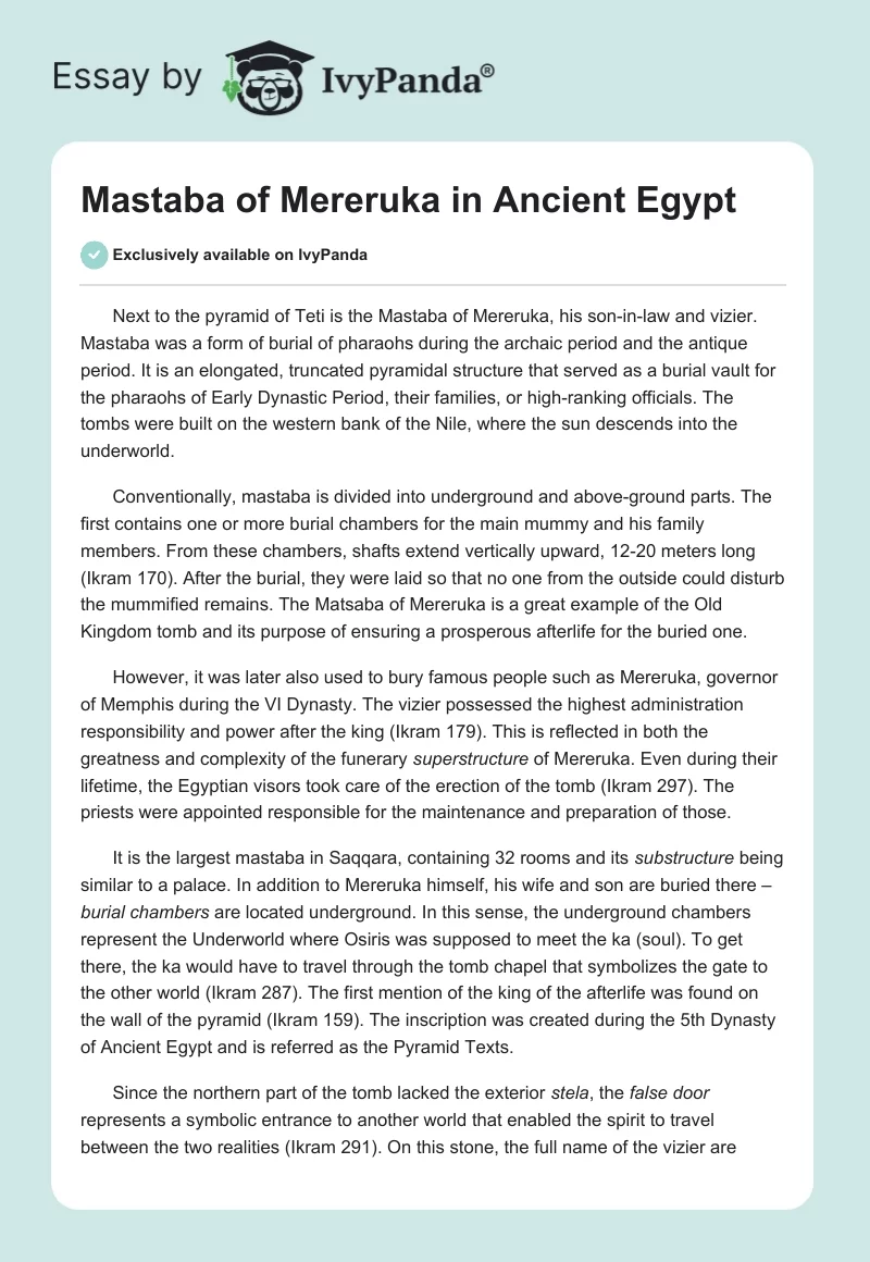 Mastaba of Mereruka in Ancient Egypt. Page 1