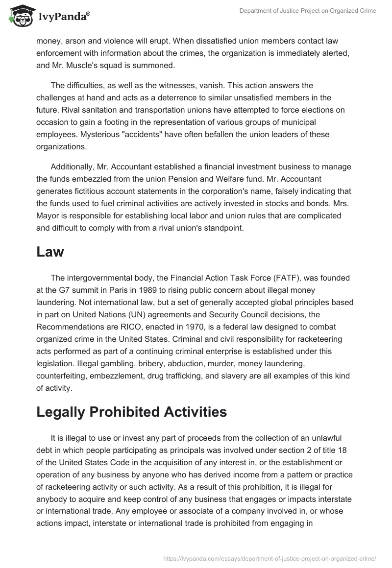 Department of Justice Project on Organized Crime. Page 2