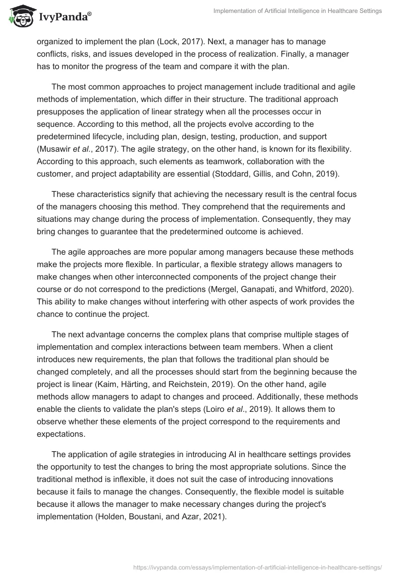 Implementation of Artificial Intelligence in Healthcare Settings. Page 2