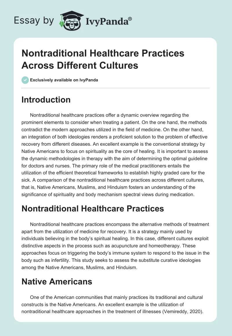 Nontraditional Healthcare Practices Across Different Cultures. Page 1