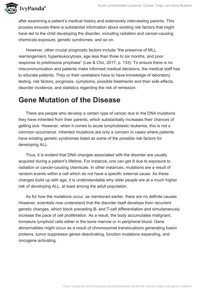 Acute Lymphoblastic Leukemia: Causes, Origin, and Gene Mutation. Page 3