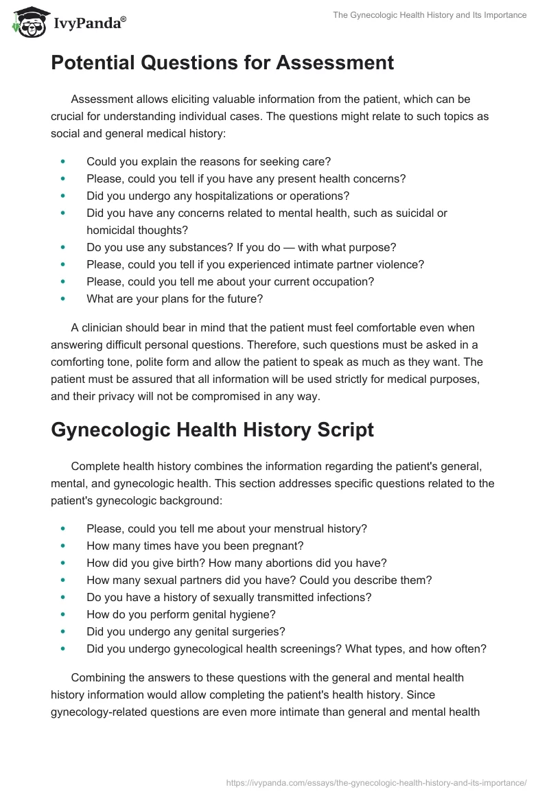 The Gynecologic Health History and Its Importance. Page 4